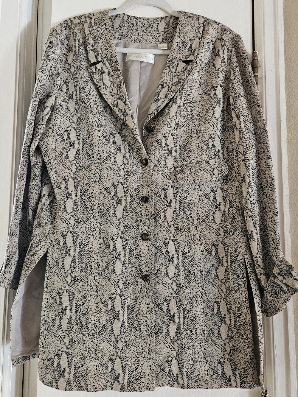 Vintage 90s Dana Buchman 100% Silk Snakeskin Blazer Size 14